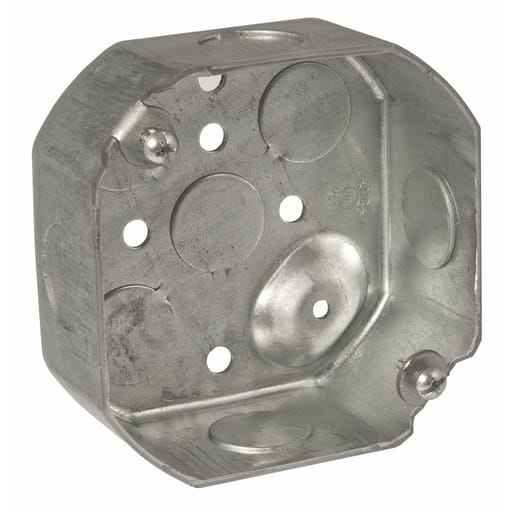 Raco Manufacturing - Raco 125 4" Steel Octagon Box, 1-1/2" Deep, 1/2" Side & Bottom Knockouts, 15.5 cu in.