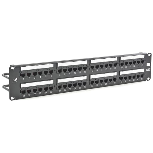Hubbell Wiring Device - Hubbell Wiring Devices HP648 48-Port 2 Rack Unit Category 6 Patch Panel