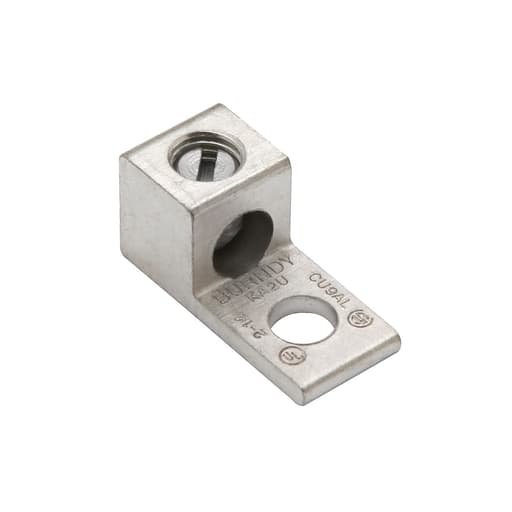 Burndy - Burndy KA2U Aluminum Universal Terminal, 1 Hole, 14-2 AWG (Str), 1/4" Stud, 1 Screw, Al/Cu Rated, Tin Plated