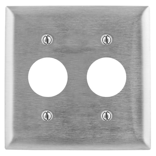 Hubbell Wiring Device - Hubbell SS72 2-Gang Stainless Steel 2-Single Receptacle Strap Mount Wallplate