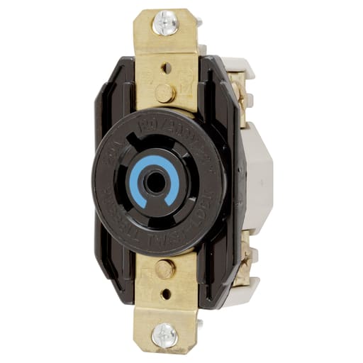 Hubbell Wiring Device - Hubbell HBL2510 20A 3PhY 120/208V AC Twist-Lock Black Nylon Single Flush Receptacle