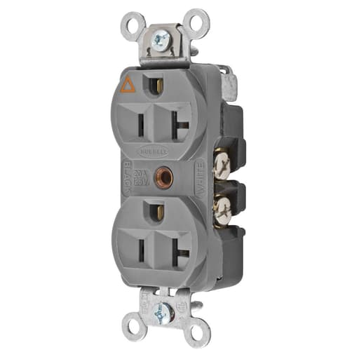 Hubbell Wiring Device - Hubbell CR5352IGGYDUP Receptacle, IG, CONST GRD, 20A 125V, GY