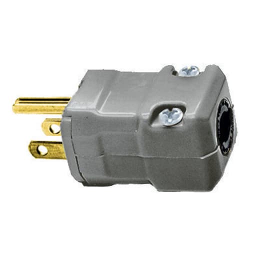 Hubbell Wiring Device - Hubbell HBL5965VGY 15 Amp 125 Volt 2-Pole 3-Wire NEMA 5-15P Gray Nylon Straight Blade Plug