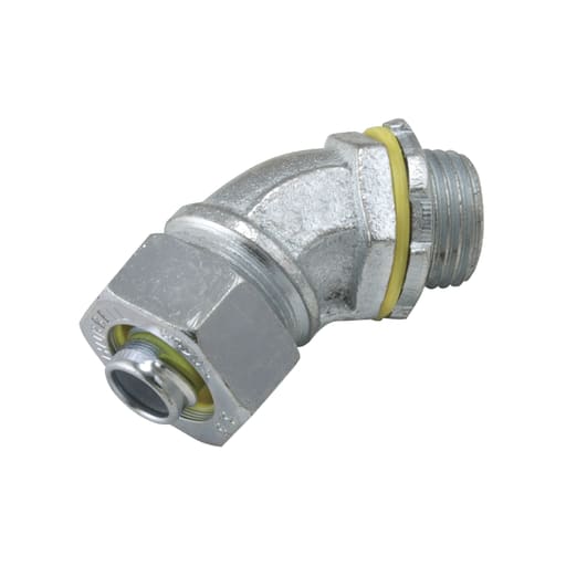 Raco Manufacturing - Raco 3442 1/2" 45deg Liquidtight Connector, Uninsulated, Steel