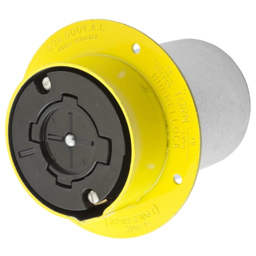 Hubbell Wiring Device - Hubbell HBL26421H/LOCK FlangedD Receptacle, 3P4W, 60A 600V