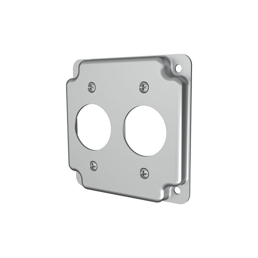 Raco Manufacturing - Raco 807C 4" Square Cover, Exposed Work, Two 1.406" dia. Receptacles