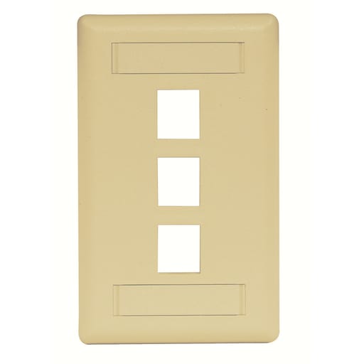 Hubbell Wiring Device - Hubbell Wiring Devices IFP13EI 1-Gang Ivory 3-Port Data Communication Face Plate