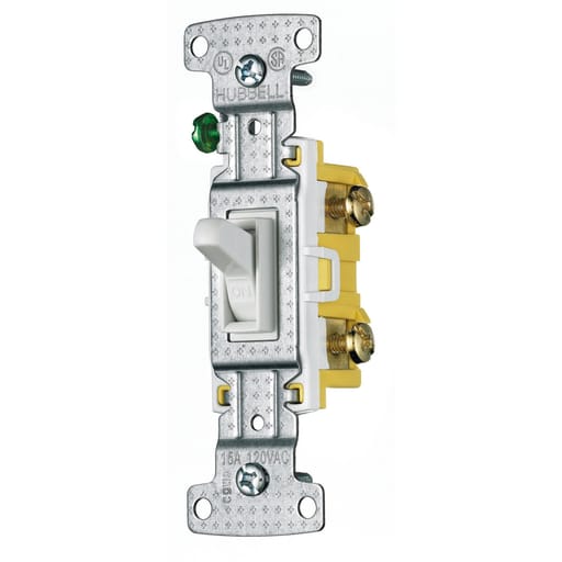 Hubbell Wiring Device - Hubbell RS115W 15 Amp 120 VAC 1-Pole White Toggle Switch