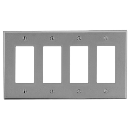 Hubbell Wiring Device - HWDK P264GY WALLPLATE, 4-G, 4) DEC,