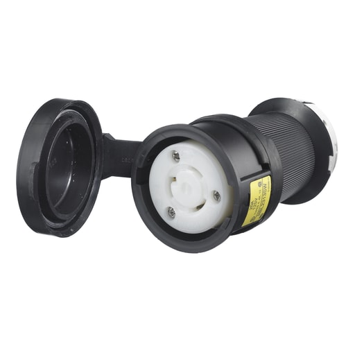 Hubbell Wiring Device - Hubbell HBL2313SW 20 Amp 125 Volt 2-Pole 3-Wire NEMA L5-20R Black Watertight Locking Connector Body