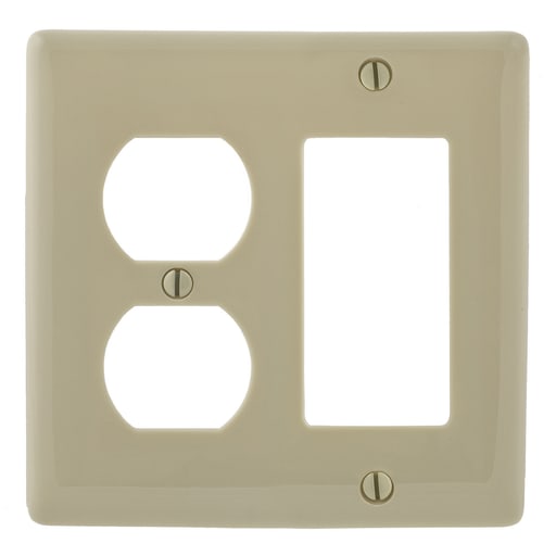 Hubbell Wiring Device - Hubbell Wiring Devices NPJ826I 2-Gang Ivory Nylon Medium 1-Decorator Switch 1-Duplex Receptacle Combination Wallplate