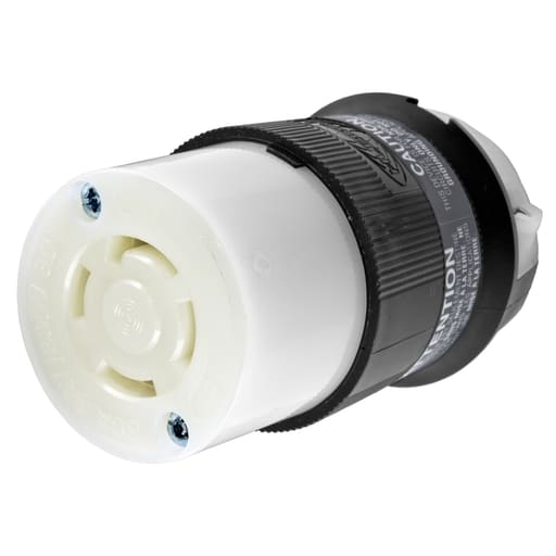 Hubbell Wiring Device - Hubbell Wiring Devices HBL2773 30 Amp 347/600 VAC 4-Pole 4-Wire NEMA L20-30R Black and White Locking Connector Body