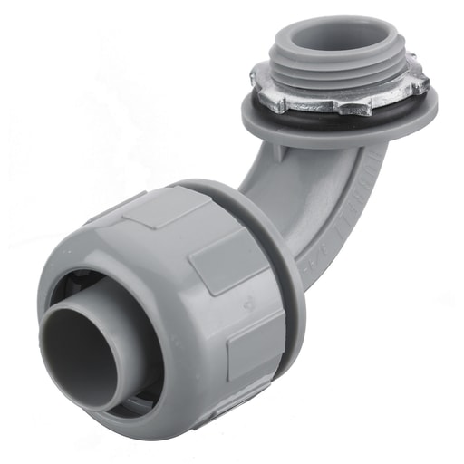 Hubbell Wiring Device - Hubbell P0509NGY 1/2 Inch Gray Fixed 90 Degrees Non-Metallic Liquidtight Connector