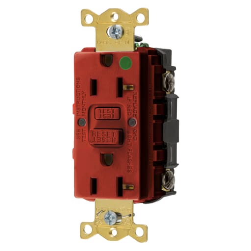 Hubbell Wiring Device - Hubbell GFRST83R 20A COM HG SELF TEST GFR RED