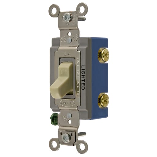 Hubbell Wiring Device - Hubbell HBL1201IL 15 Amp 120/277 VAC 1-Pole Ivory Toggle Switch
