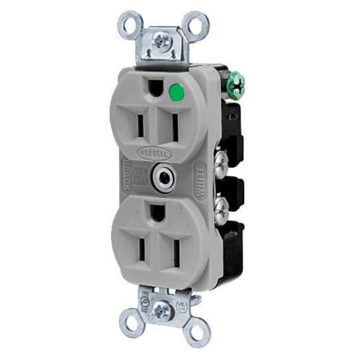 Hubbell Wiring Device - HCI HBL8200ILGY DUP RCPT, HG, 15A 1
