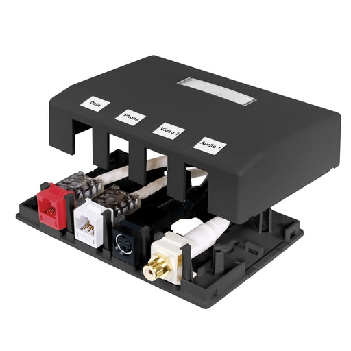 Hubbell Wiring Device - HPW HSB4BK HOUSING, SURFACE MOUNT,4