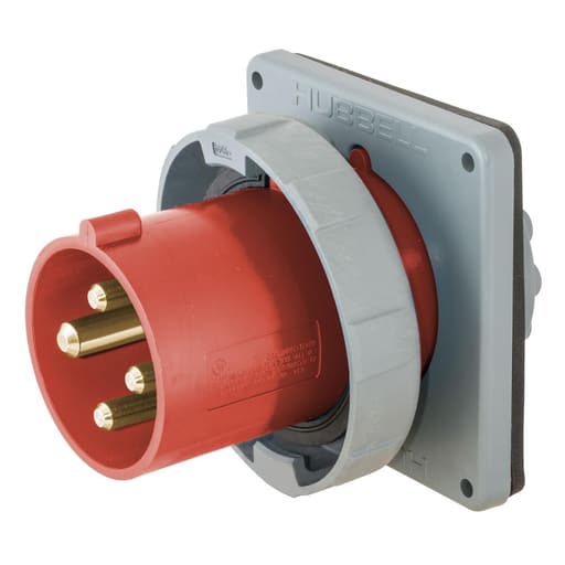 Hubbell Wiring Device - Hubbell HBL460B7W 60 Amp 480 Volt 3-Pole 4-Wire Watertight IEC Pin and Sleeve Inlet