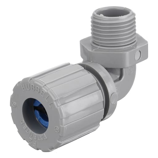 Hubbell Wiring Device - Hubbell / Kellems NHC1035CR 3/4" 90deg Male Cord Connector, .38" to .50", Nylon - Gray