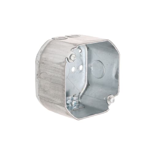 Raco Manufacturing - Raco 175 4" Octagon Box, Drawn, 2-1/8" Deep, Three 1/2" KO's & NMSC Clamps