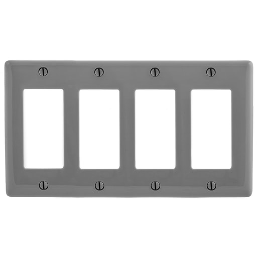Hubbell Wiring Device - Hubbell NP264GY WALLPLATE, 4-G, 4) RECT, GY