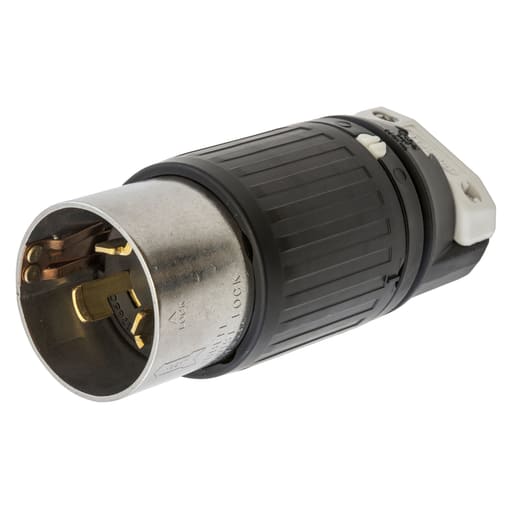 Hubbell Wiring Device - Hubbell HBL3765C 50 Amp 600 VAC and 250 VDC 3-Pole 4-Wire Nylon Locking Plug