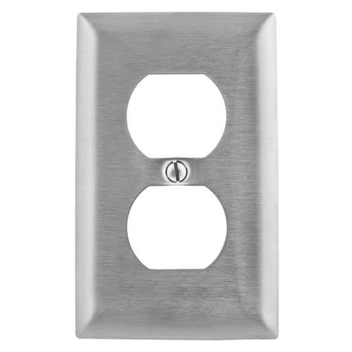 Hubbell Wiring Device - Hubbell SSJ8 Duplex Receptacle Wallplate, Jumbo, 1-Gang, 302/304 Stainless Steel