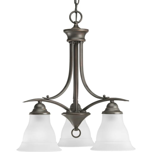 Progress Lighting - Progress P4324-20 Trinity Collection Three-Light Antique Bronze Etched Glass Traditional Chandelier Light
