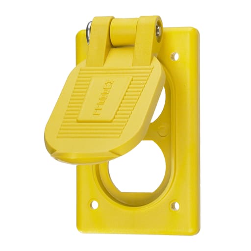 Hubbell Wiring Device - Hubbell HBL52CM21 1-Gang Yellow Reinforced Thermoplastic Polyester Box Mount Weatherproof Lift Cover
