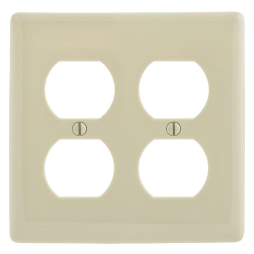Hubbell Wiring Device - Hubbell NP82LA 2-Gang Light Almond Nylon Standard 2-Duplex Receptacle Wallplate