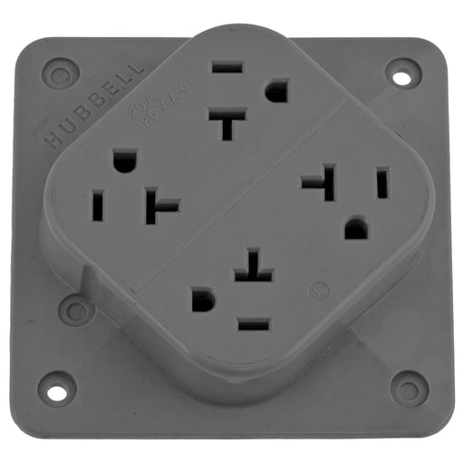 Hubbell Wiring Device - Hubbell HBL420GY4-PLEX Receptacle, 20A 125V, 5-20R, GY