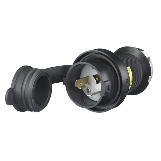 Hubbell Wiring Device - Hubbell HBL2611-SW 30A 125V Twist-Lock Watertight SAFETY-SHROUD Black VALOX Plug