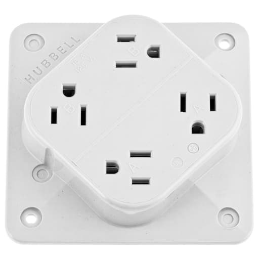 Hubbell Wiring Device - Hubbell HBL415W4-PLEX Receptacle, 15A 125V, 5-15R, WH