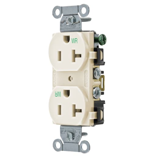 Hubbell Wiring Device - Hubbell BR20LAWR WTR RES, COM GRD, 20A 125V, 5-20R, LT AL
