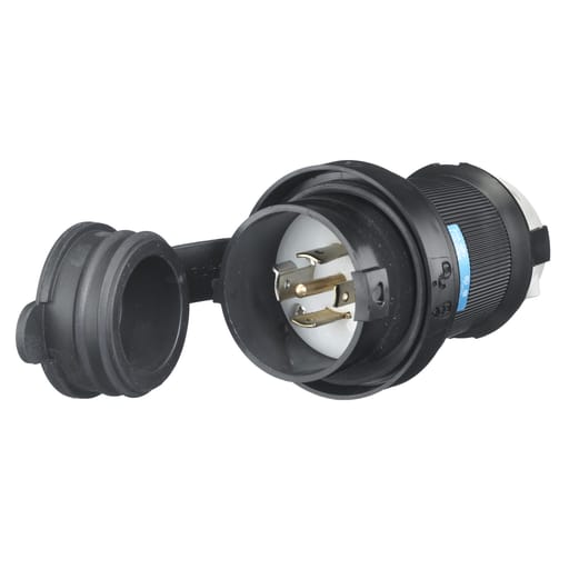 Hubbell Wiring Device - Hubbell HBL2511-SW 20A 3PhY 120/208V AC Twist-Lock Watertight SAFETY-SHROUD Black VALOX Plug