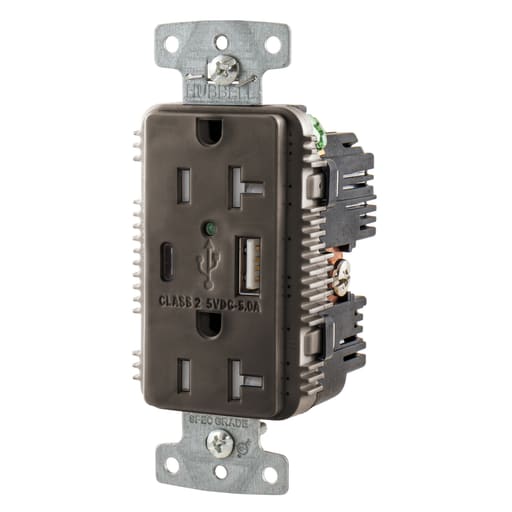Hubbell Wiring Device - HWDK USB20AC5 RCPT DUP 20A 125V 5A
