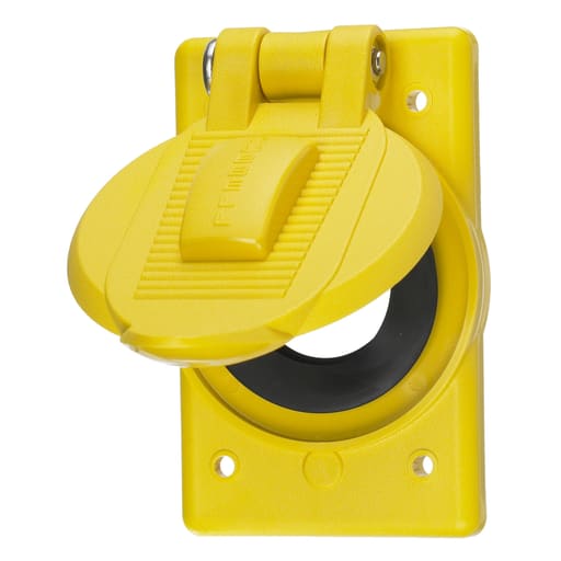 Hubbell Wiring Device - Hubbell HBL74CM23WO w/PROOF Receptacle PLATE, POLYCARB , 1.40", YL