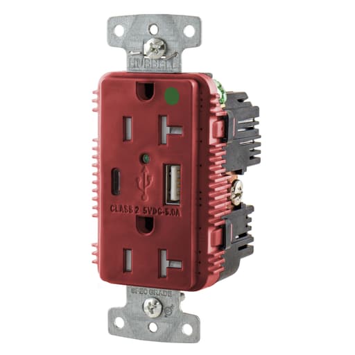 Hubbell Wiring Device - HWDK USB8300AC5R RCPT HG DUP 20A 12