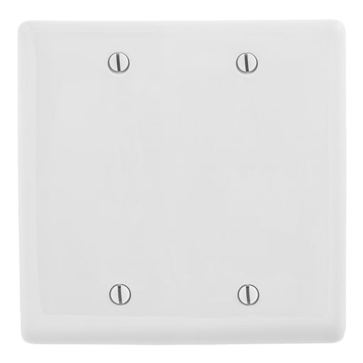 Hubbell Wiring Device - Hubbell NP23W 2-Gang Blank Box-Mount Wallplate, White, Nylon