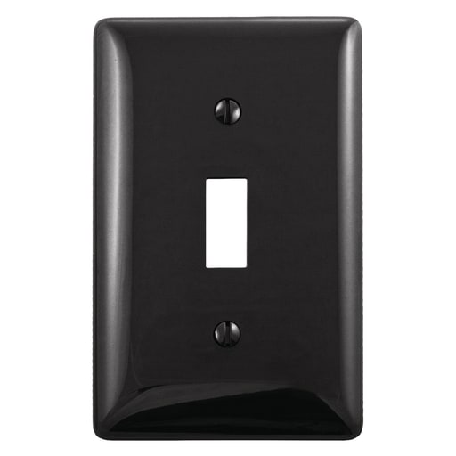 Hubbell Wiring Device - Hubbell NP1BK 1-Gang Black Nylon Standard 1-Toggle Switch Wallplate
