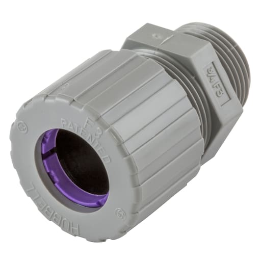 Hubbell Wiring Device - Hubbell / Kellems SHC-1038-CR 3/4" x .75"-.88" Straight Male Cord Connector - Nylon