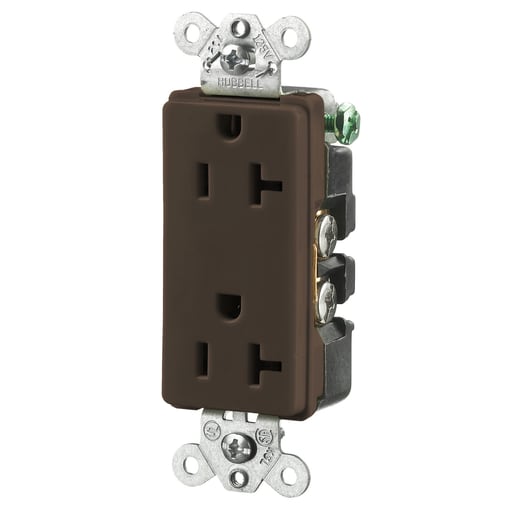 Hubbell Wiring Device - Hubbell HBL2162 20 Amp 125 Volt 2-Pole 3-Wire NEMA 5-20R Brown Decorator Straight Blade Receptacle