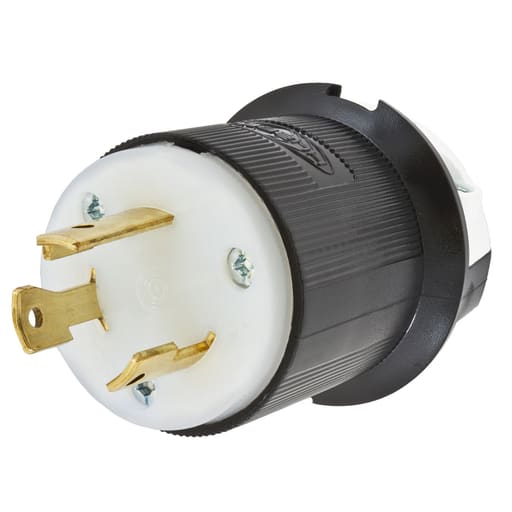 Hubbell Wiring Device - Hubbell HBL2621 30A 250V Twist-Lock INSULGRIP Black Nylon Plug, Straight