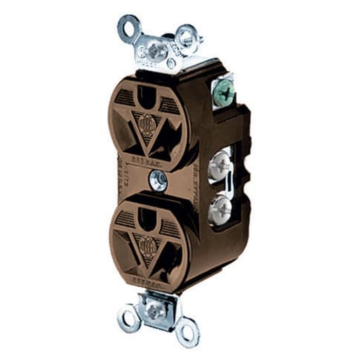 Hubbell Wiring Device - Hubbell HBL5302 15 Amp 277 Volt 2-Pole 3-Wire NEMA 7-15R Brown Straight Blade Duplex Receptacle