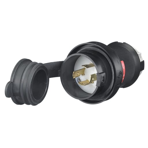 Hubbell Wiring Device - Hubbell HBL2431SW 20 Amp 480 Volt 3-Pole 4-Wire NEMA L16-20P Black and White Watertight Locking Plug
