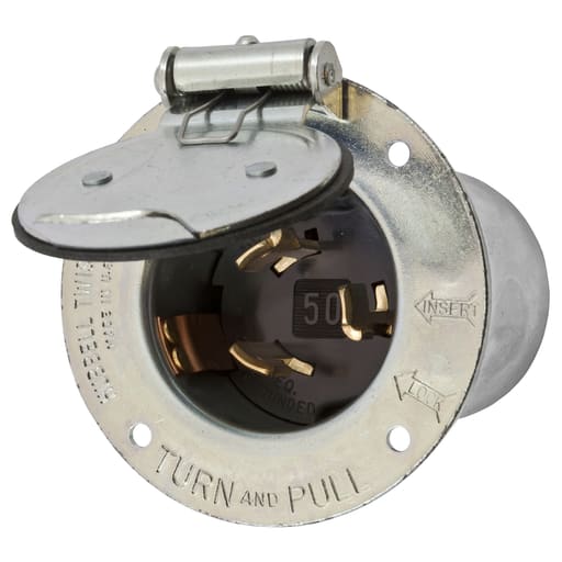 Hubbell Wiring Device - Hubbell HBL3768 50 Amp 600 VAC/250 VDC 3-Pole 4-Wire Zinc Plated Steel Flanged Inlet