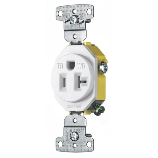 Hubbell Wiring Device - HWDK RR201WWRTR RESI SGL RCPT, 20A
