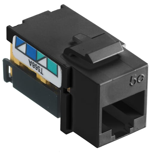 Hubbell Wiring Device - Hubbell NSJ5EBK 8-Position Black T568A/T568B Category 5E Modular Keystone Jack