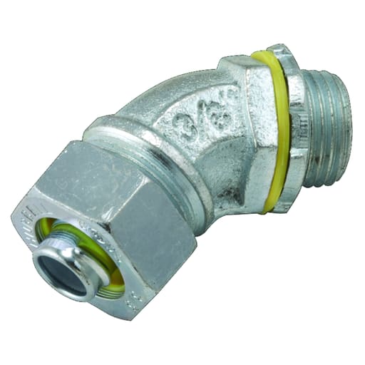 Raco Manufacturing - Raco 3441 3/8" 45deg Liquidtight Connector, Uninsulated, Steel