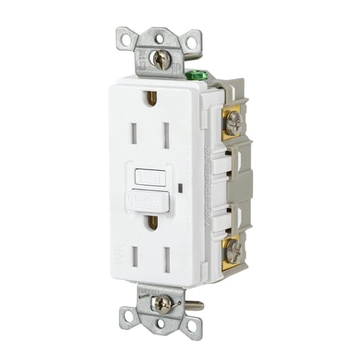Hubbell Wiring Device - Hubbell GFRTW15W 15 AMP White 125 VAC Commercial Ground Fault Receptacle